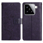 For Xiaomi 15 Leather Wallet Case Butterfly Flower Imprinted Phone Cover with Strap