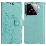 For Xiaomi 15 Leather Wallet Case Butterfly Flower Imprinted Phone Cover with Strap