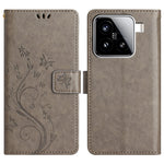 For Xiaomi 15 Leather Wallet Case Butterfly Flower Imprinted Phone Cover with Strap
