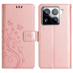 For Xiaomi 15 Pro Leather Wallet Case Butterfly Flower Imprinted Phone Cover with Strap
