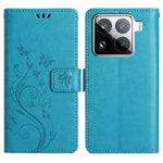 For Xiaomi 15 Pro Leather Wallet Case Butterfly Flower Imprinted Phone Cover with Strap