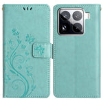 For Xiaomi 15 Pro Leather Wallet Case Butterfly Flower Imprinted Phone Cover with Strap