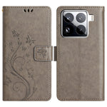 For Xiaomi 15 Pro Leather Wallet Case Butterfly Flower Imprinted Phone Cover with Strap