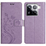 For Xiaomi 15 Pro Leather Wallet Case Butterfly Flower Imprinted Phone Cover with Strap