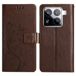 For Xiaomi 15 Pro Leather Wallet Case Butterfly Flower Imprinted Phone Cover with Strap