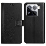 Xiaomi 15 Pro Läderplånboksfodral med Fjärilsblomma och Rem