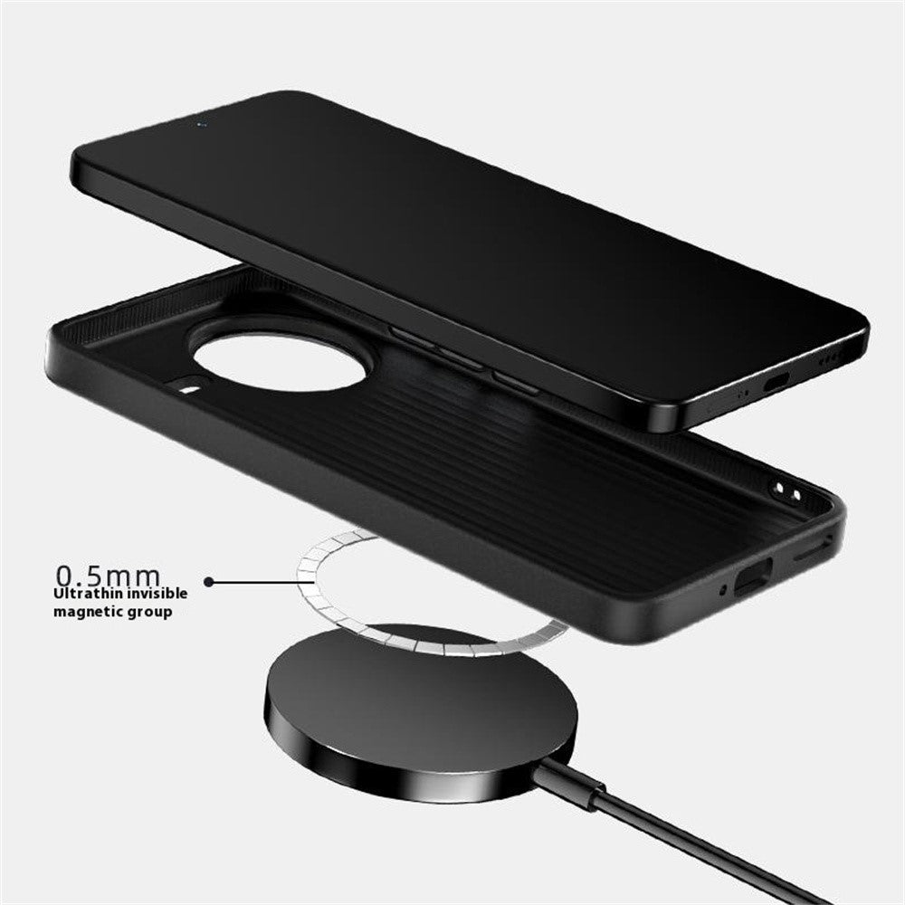 ABEEL För Xiaomi Poco F7 Pro 5G / Redmi K80 5G Magnetiskt Skal Kolfiberstruktur Baksida