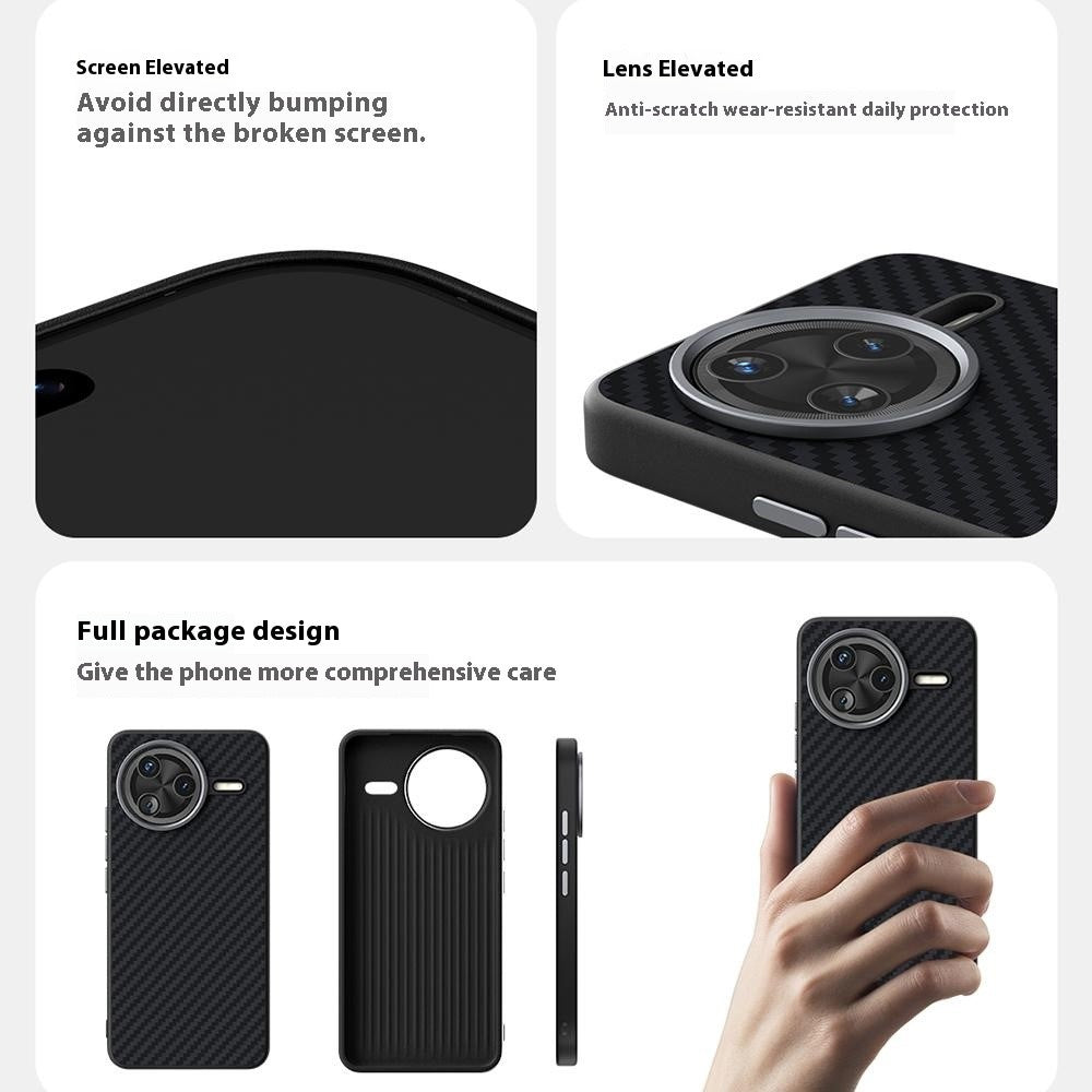 ABEEL För Xiaomi Poco F7 Pro 5G / Redmi K80 5G Magnetiskt Skal Kolfiberstruktur Baksida
