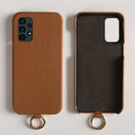 Til Samsung Galaxy A13 4G cover med lanyard ægte koskind PC telefon bagcover
