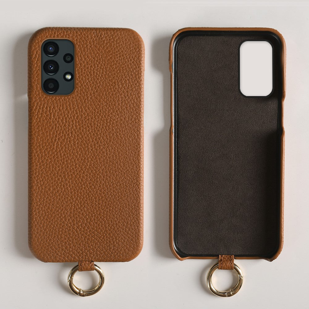 Til Samsung Galaxy A13 4G cover med lanyard ægte koskind PC telefon bagcover