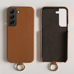 Til Samsung Galaxy S22 5G Cover med Lanyard Ægte Koskind PC-telefonbagcover