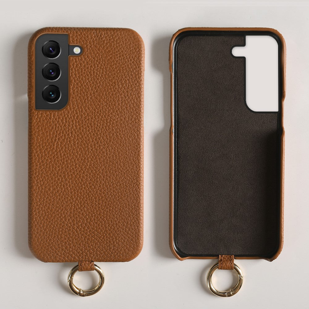 Til Samsung Galaxy S22 5G Cover med Lanyard Ægte Koskind PC-telefonbagcover