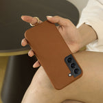 Til Samsung Galaxy S22 5G Cover med Lanyard Ægte Koskind PC-telefonbagcover