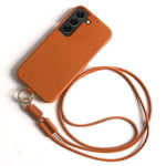 Til Samsung Galaxy S22 5G Cover med Lanyard Ægte Koskind PC-telefonbagcover