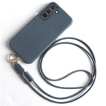 For Samsung Galaxy S21 4G / 5G Case with Lanyard Genuine Cow Leather PC Phone Back Cover
