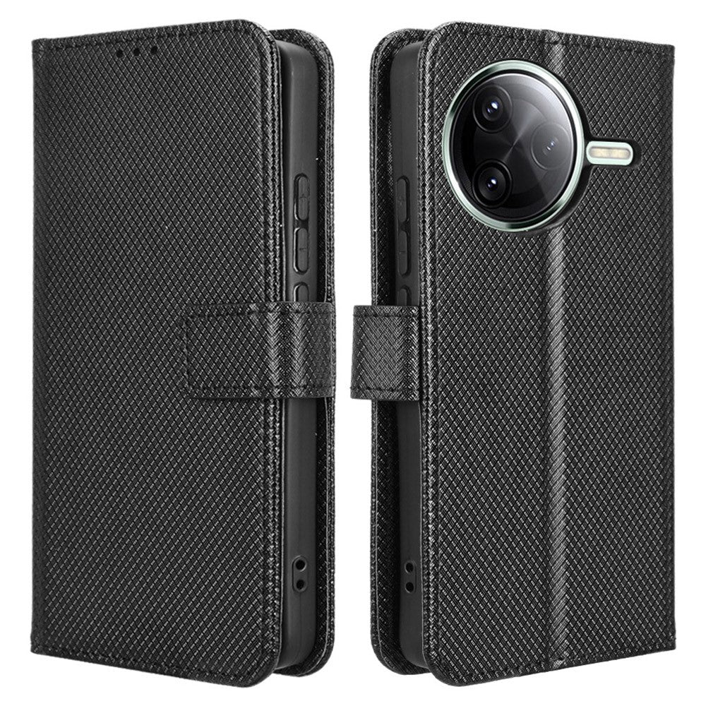 PU-læder-walletetui med diamantstruktur til Xiaomi Redmi K80 5G / K80 Pro 5G / Poco F7 Pro 5G / Poco F7 Ultra 5G