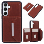 For Samsung Galaxy S25 Case Card Bag Kickstand TPU + PU Phone Cover