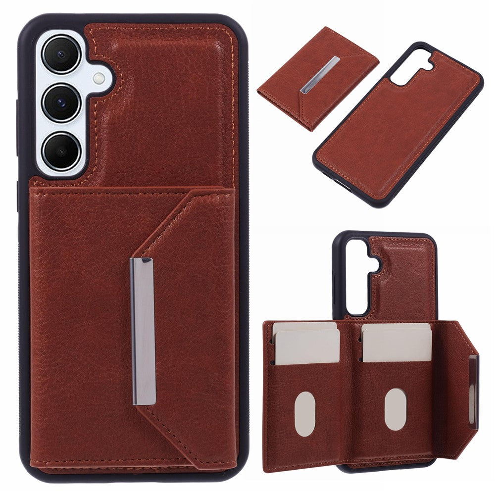 For Samsung Galaxy S25 Case Card Bag Kickstand TPU + PU Phone Cover