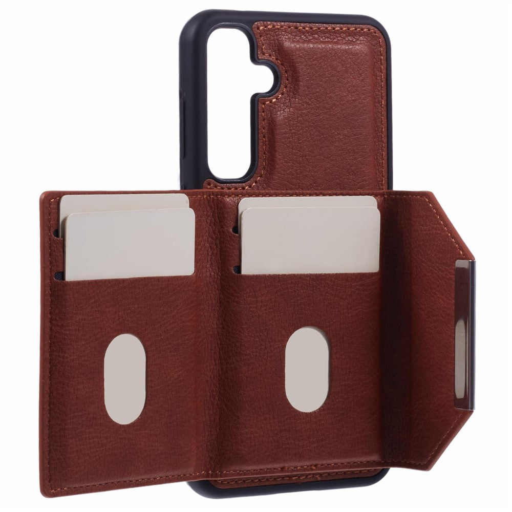 For Samsung Galaxy S25 Case Card Bag Kickstand TPU + PU Phone Cover