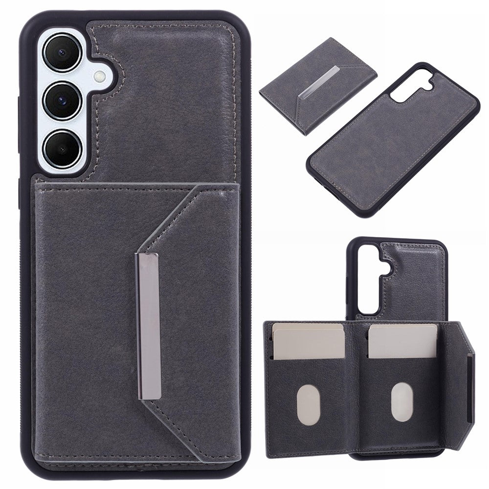 For Samsung Galaxy S25 Case Card Bag Kickstand TPU + PU Phone Cover