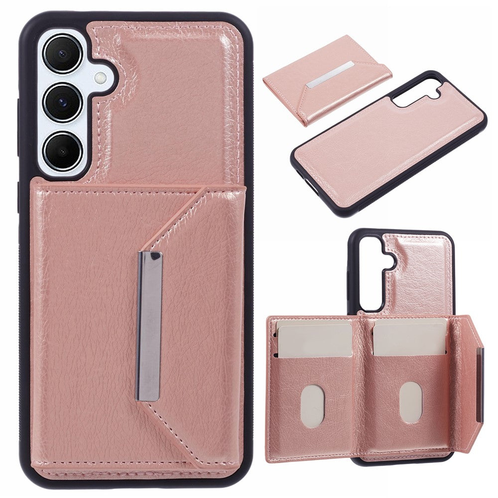 For Samsung Galaxy S25 Case Card Bag Kickstand TPU + PU Phone Cover