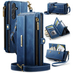 CASEME For Samsung Galaxy S25 Case  C39 RFID Blocking Zipper Wallet Stand Leather Cover with Strap