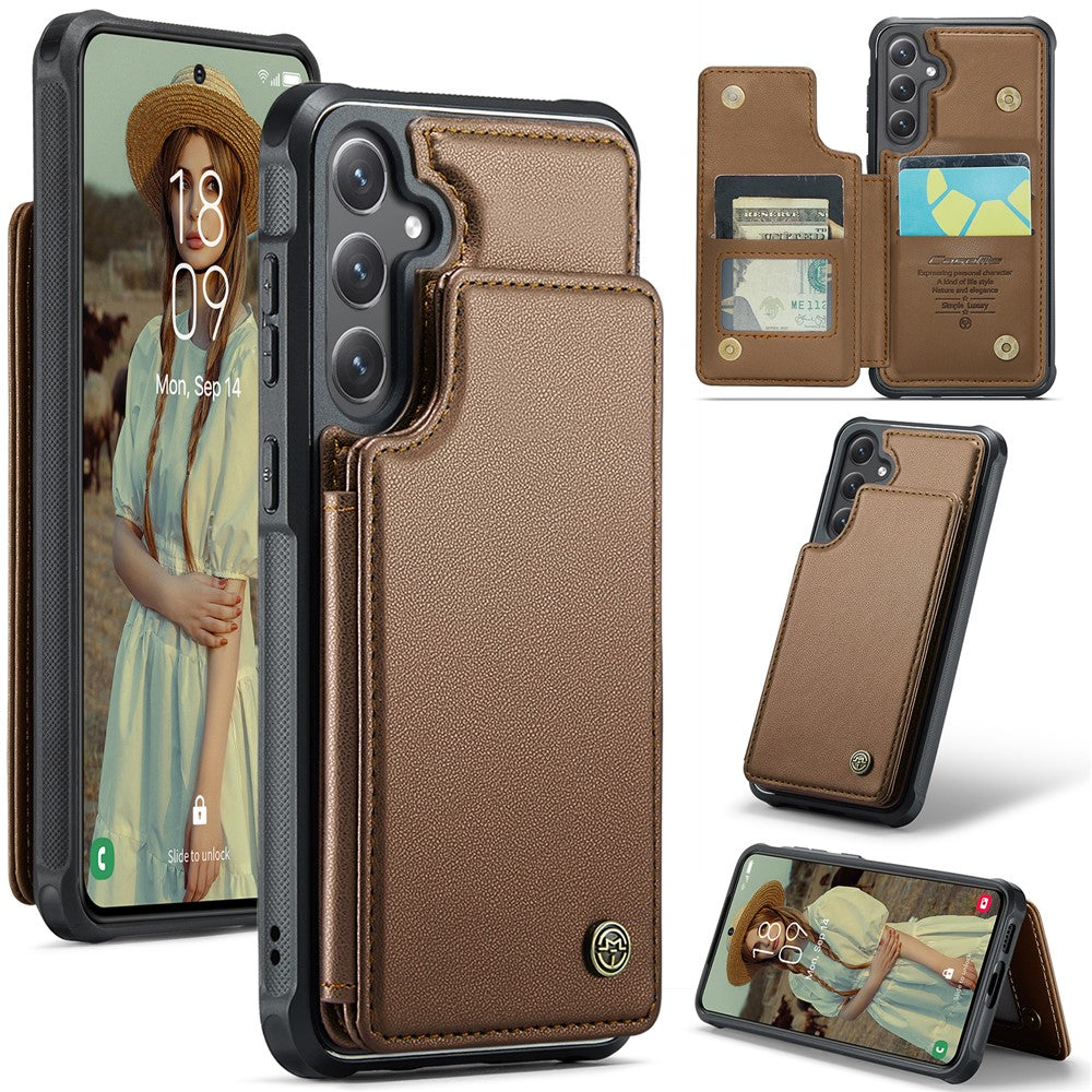 CASEME Til Samsung Galaxy S25 Telefoncover C22 Læder Bagcover med RFID Blokerende Kortpladser