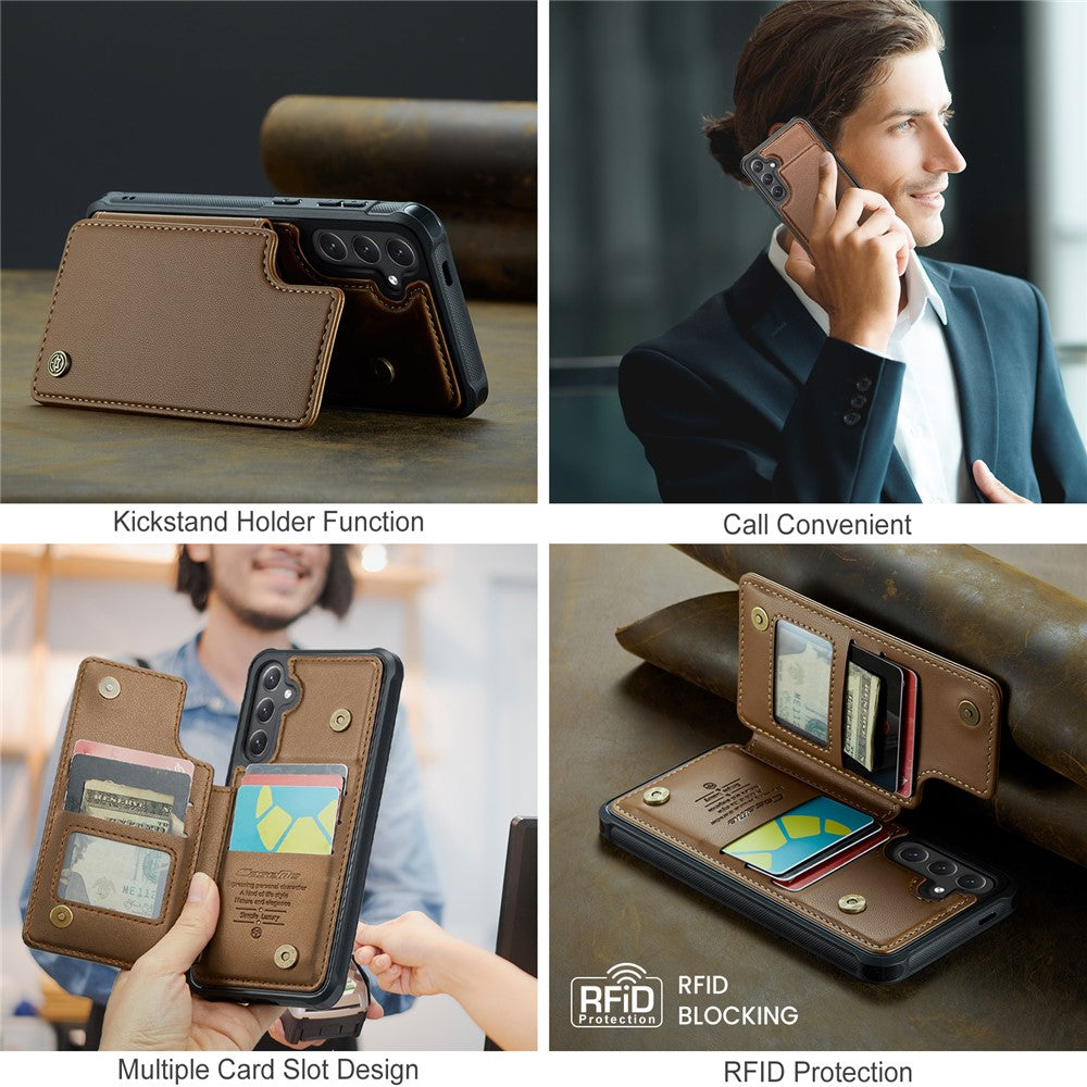 CASEME For Samsung Galaxy S25+ Phone Case C22 Leather Back Cover with RFID Blocking Card Slots