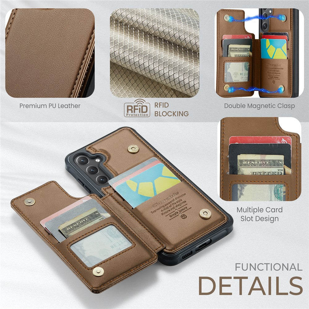 CASEME For Samsung Galaxy S25+ Phone Case C22 Leather Back Cover with RFID Blocking Card Slots