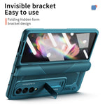 Til Samsung Galaxy Z Fold4 5G Anti-drop Sammenklappeligt Telefoncover Kickstand Magnetisk Hængsel Smartphone Cover med Hærdet Glas Skærmbeskyttelsesfilm