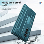 Til Samsung Galaxy Z Fold4 5G Anti-drop Sammenklappeligt Telefoncover Kickstand Magnetisk Hængsel Smartphone Cover med Hærdet Glas Skærmbeskyttelsesfilm