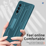 Til Samsung Galaxy Z Fold4 5G Anti-drop Sammenklappeligt Telefoncover Kickstand Magnetisk Hængsel Smartphone Cover med Hærdet Glas Skærmbeskyttelsesfilm