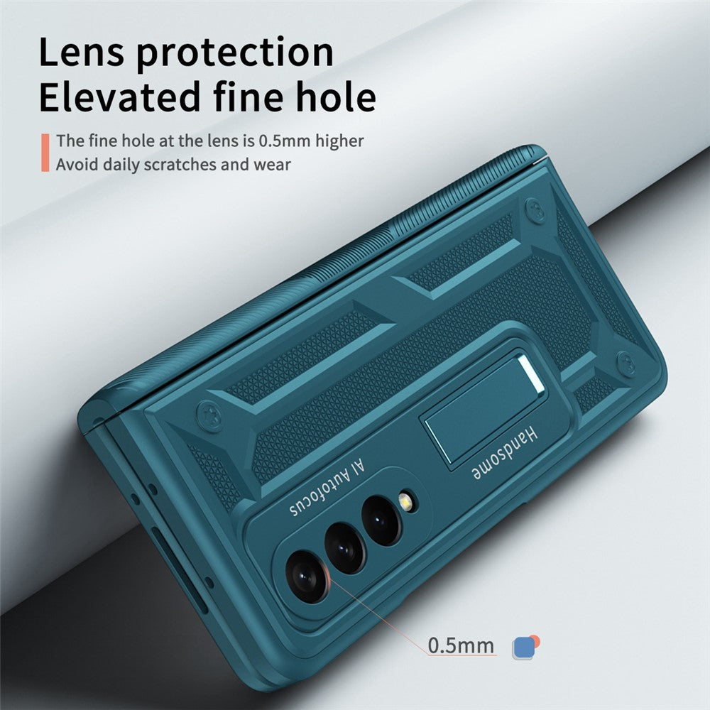 Til Samsung Galaxy Z Fold4 5G Anti-drop Sammenklappeligt Telefoncover Kickstand Magnetisk Hængsel Smartphone Cover med Hærdet Glas Skærmbeskyttelsesfilm