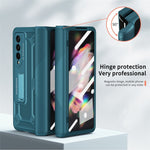 Til Samsung Galaxy Z Fold4 5G Anti-drop Sammenklappeligt Telefoncover Kickstand Magnetisk Hængsel Smartphone Cover med Hærdet Glas Skærmbeskyttelsesfilm