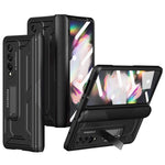 Til Samsung Galaxy Z Fold4 5G Anti-drop Sammenklappeligt Telefoncover Kickstand Magnetisk Hængsel Smartphone Cover med Hærdet Glas Skærmbeskyttelsesfilm
