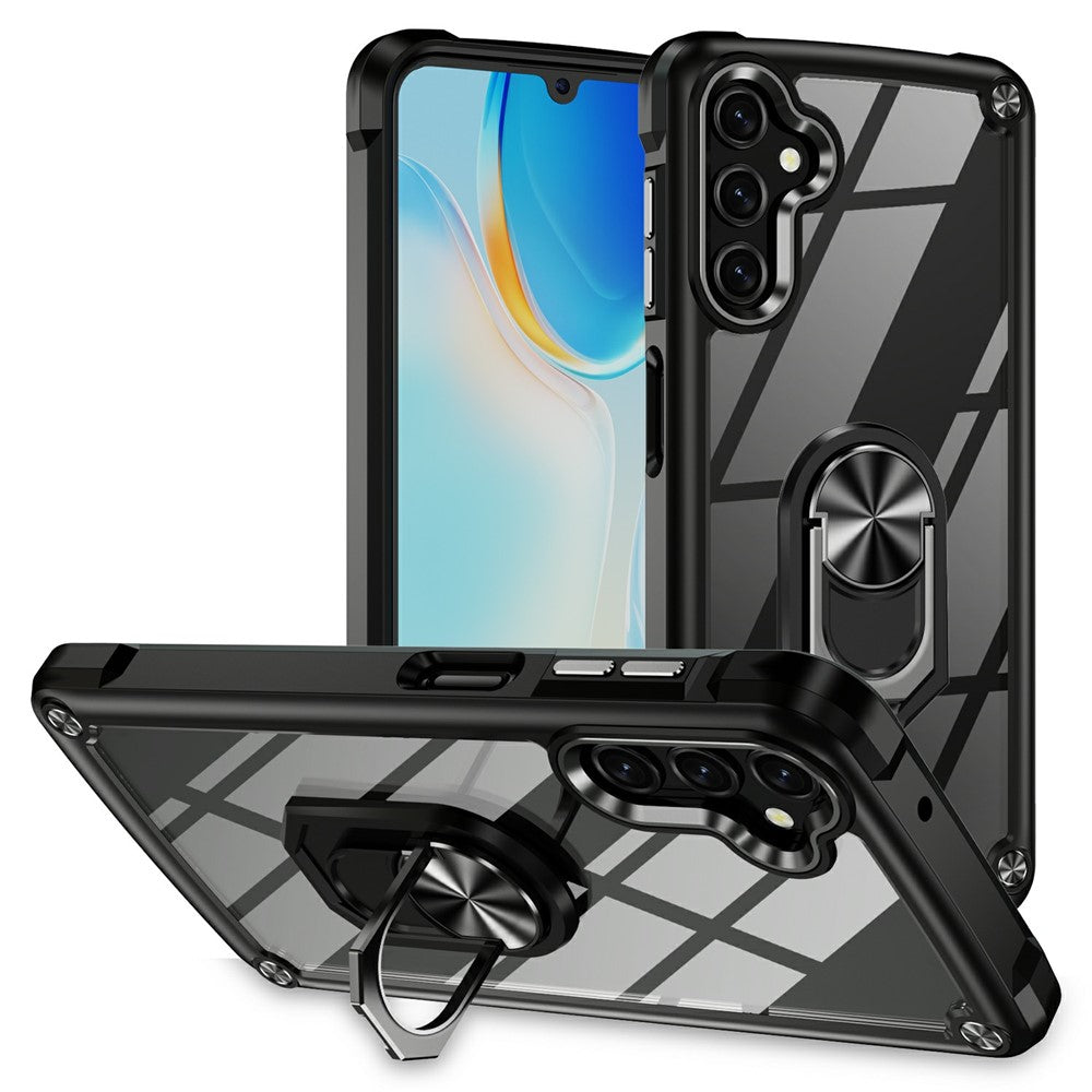 For Samsung Galaxy A26 5G Case Alloy Lens Frame PC + TPU Kickstand Phone Back Cover