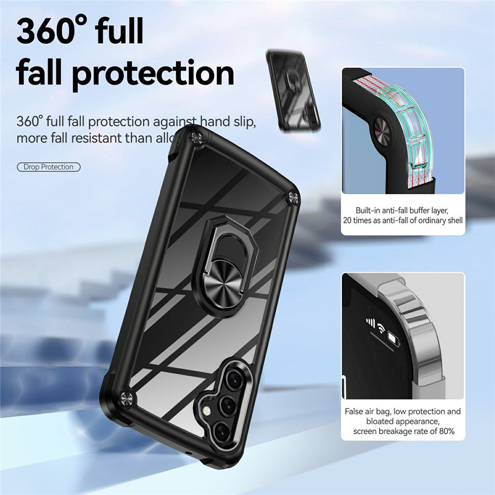 For Samsung Galaxy A26 5G Case Alloy Lens Frame PC + TPU Kickstand Phone Back Cover