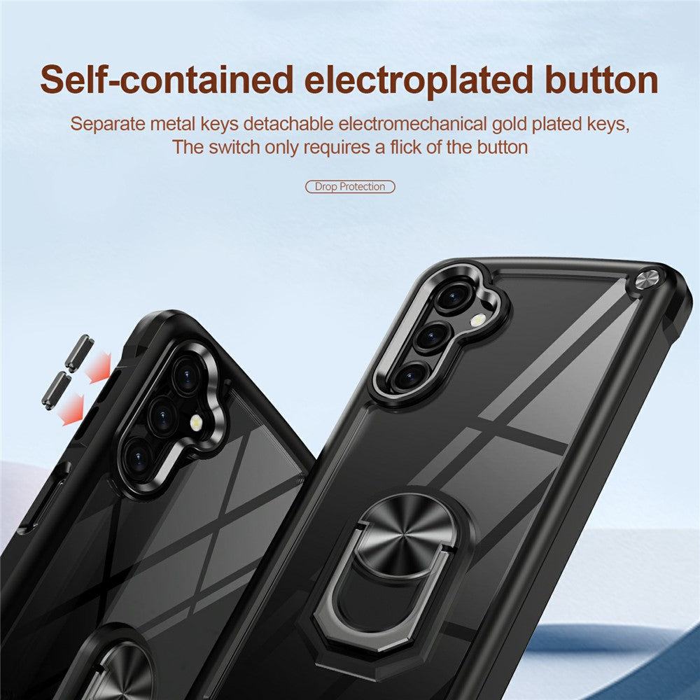 For Samsung Galaxy A26 5G Case Alloy Lens Frame PC + TPU Kickstand Phone Back Cover