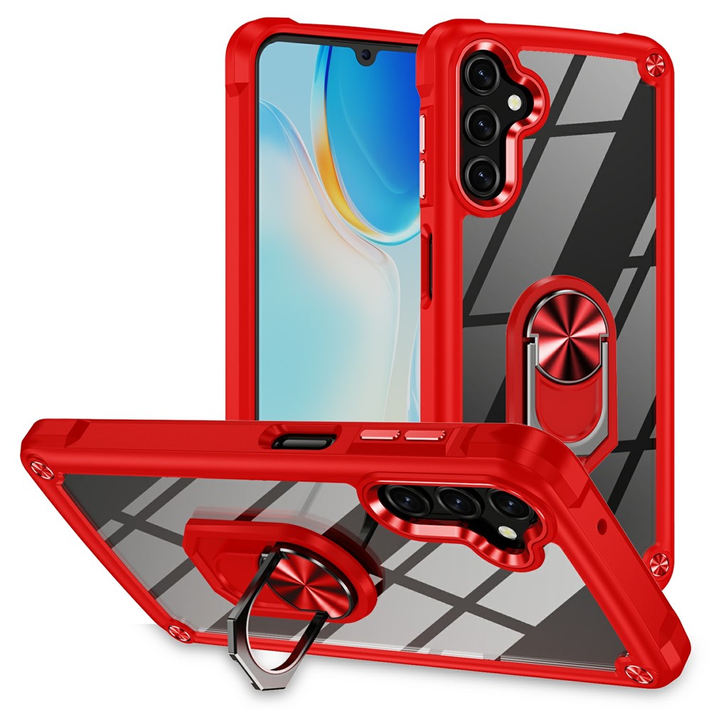 For Samsung Galaxy A26 5G Case Alloy Lens Frame PC + TPU Kickstand Phone Back Cover