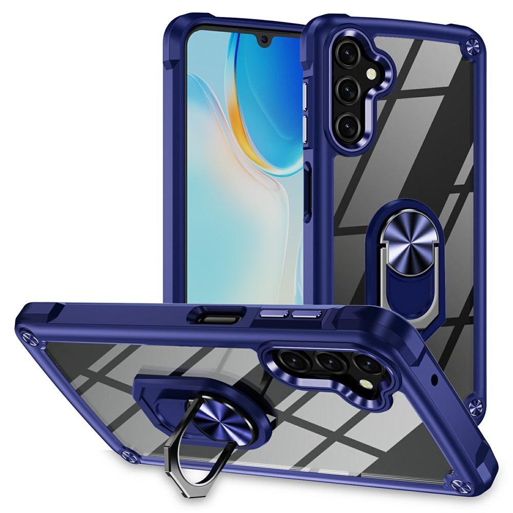 For Samsung Galaxy A26 5G Case Alloy Lens Frame PC + TPU Kickstand Phone Back Cover