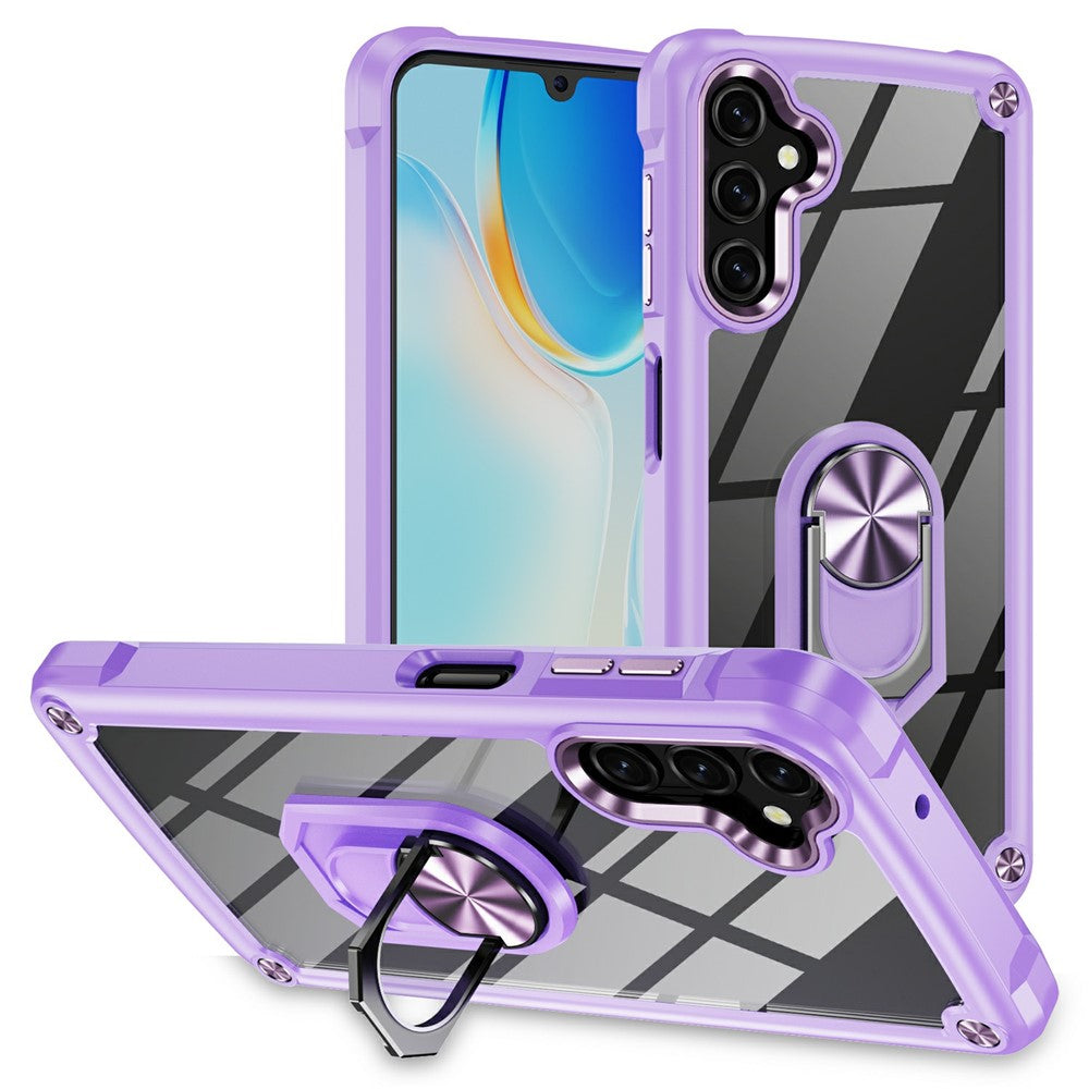 For Samsung Galaxy A26 5G Case Alloy Lens Frame PC + TPU Kickstand Phone Back Cover