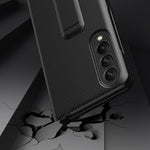 Drop-proof Phone Case for Samsung Galaxy Z Fold4 5G, Carbon Fiber Texture Protective Phone Cover with Kickstand