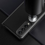 Drop-proof Phone Case for Samsung Galaxy Z Fold4 5G, Carbon Fiber Texture Protective Phone Cover with Kickstand