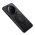 Magnetiskt skal för Huawei Mate 70, stativ, kolfiberstruktur, PC + TPU, bakstycke med silikonring