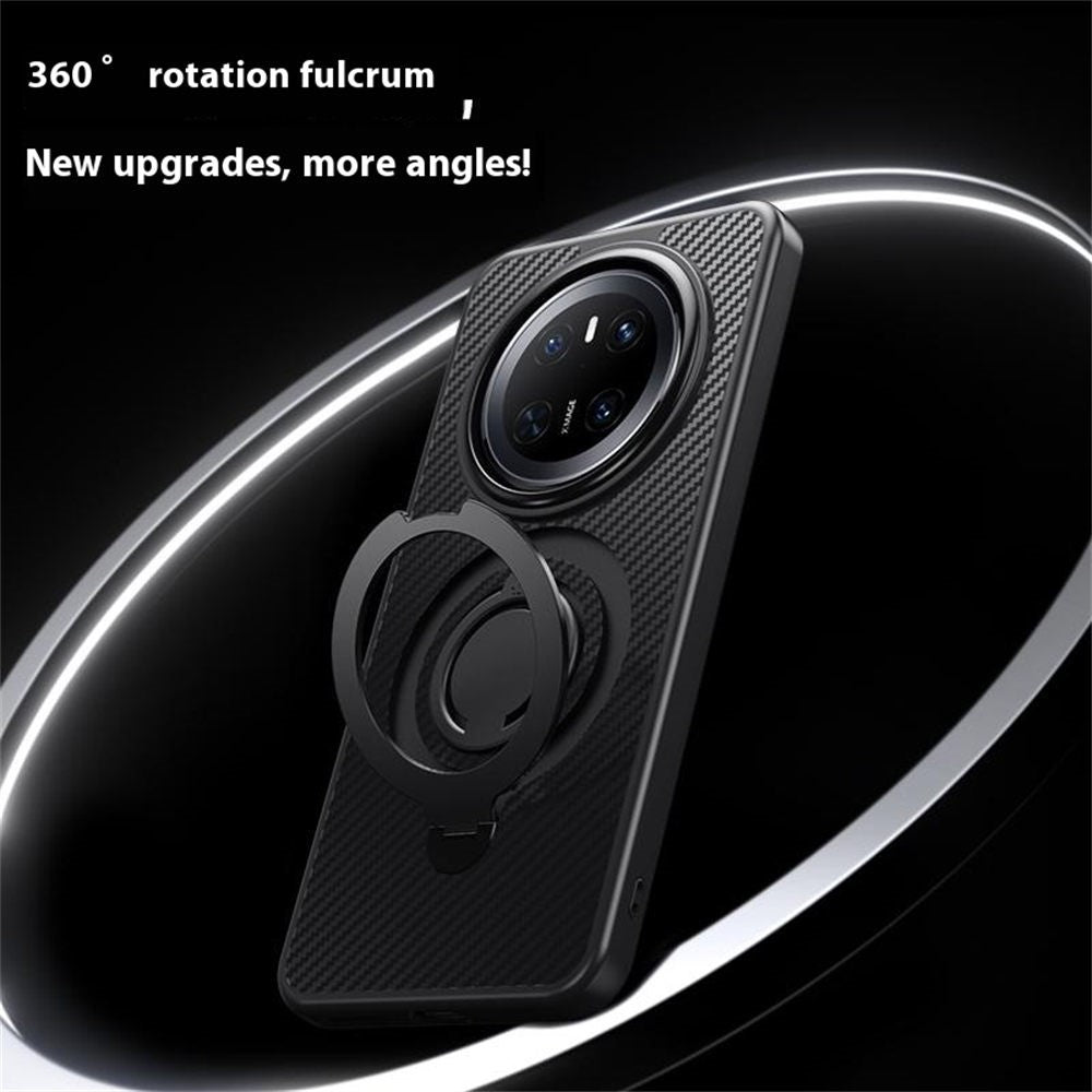 Magnetiskt skal för Huawei Mate 70, stativ, kolfiberstruktur, PC + TPU, bakstycke med silikonring