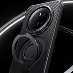 Magnetiskt skal för Huawei Mate 70, stativ, kolfiberstruktur, PC + TPU, bakstycke med silikonring