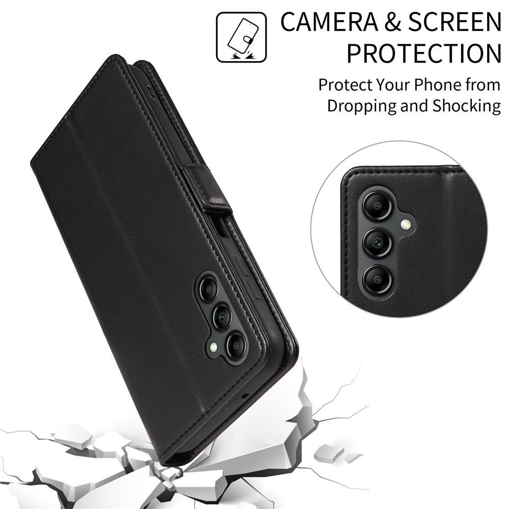 Samsung Galaxy A15 5G / 4G-cover med magnetisk spændelukning i siden, RFID-blokerende pungcover i læder