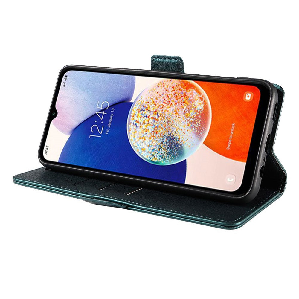 Samsung Galaxy A24 4G (162,1 x 77,6 x 8,3 mm) fodral med magnetisk spänne på sidan, RFID-blockerande läderplånboksfodral
