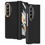 Til Samsung Galaxy Z Fold4 5G Anti-fald Sammenklappelig Telefonetui Fuld Beskyttelse Hængsel Hårdt PC Telefoncover med To Forgyldte Linsecirkler