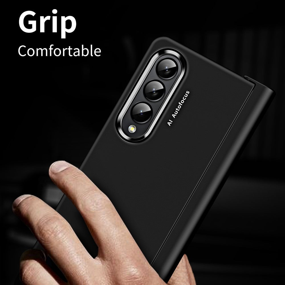 Til Samsung Galaxy Z Fold4 5G Anti-fald Sammenklappelig Telefonetui Fuld Beskyttelse Hængsel Hårdt PC Telefoncover med To Forgyldte Linsecirkler